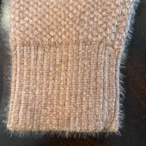 Alison Sheri High Neck Cotton Blend Sweater Medium Tight Knit Eyelash Pullover - Picture 6 of 9